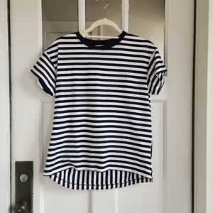 Derek Lam 10 Crosby Denim Navy and White Striped T-Shirt